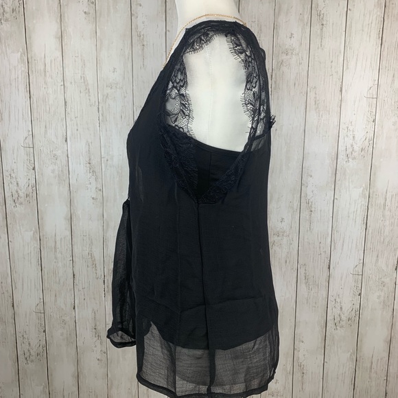 🔥A DREAM🔥BLACK LACE TANK TOP WITH CAMI S/M/L/XL NWT - Picture 3 of 6